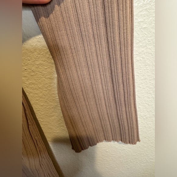 WAYF NWT Women’s Alexi Long Sleeve Rib Mauve Elegant Tan Ribbed Dress Size M - Picture 8 of 9